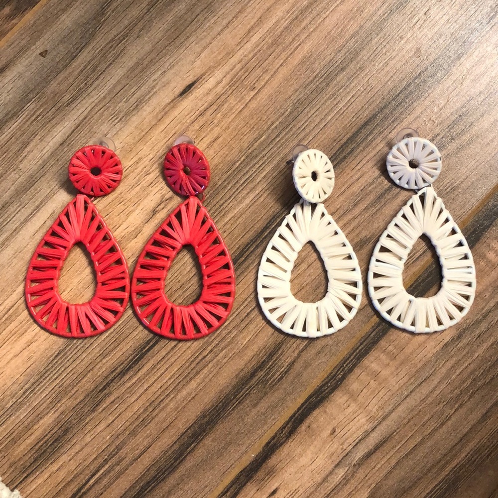 BRAND NEW Hand Woven Rattan hoop earrings